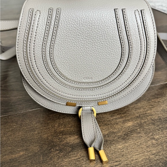 CHLOE Marcie Small Saddle Bag in Cashmere Gray - Picture 3 of 12